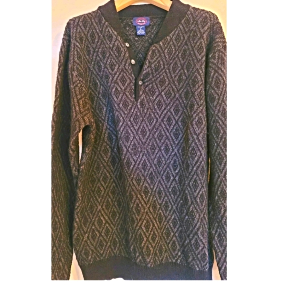 Allen Solly 100%Lamb's Wool  Grey/Black Sweater Size Large